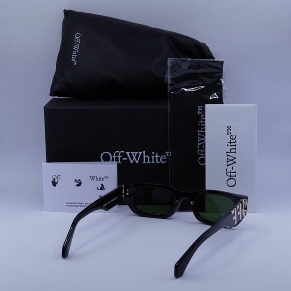 Off-White OERI124 FILLMORE 1055 Sunglasses Black Rectangle Frame, Green Lenses main image 7